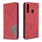 For Huawei P40 Lite E / Y7P Rhombus Texture Horizontal Flip Magnetic Leather Case with Holder & Card Slots & Wallet(Red) - 1