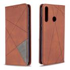 For Huawei P40 Lite E / Y7P Rhombus Texture Horizontal Flip Magnetic Leather Case with Holder & Card Slots & Wallet(Brown) - 1