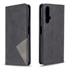 For Huawei Honor 20S Rhombus Texture Horizontal Flip Magnetic Leather Case with Holder & Card Slots & Wallet(Black) - 1