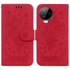 For Infinix Note 12 Pro 4G Butterfly Rose Embossed Leather Phone Case(Red) - 1