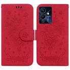 For Infinix Note 12 Pro 5G Butterfly Rose Embossed Leather Phone Case(Red) - 1