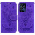 For Infinix Note 12 Pro 5G Butterfly Rose Embossed Leather Phone Case(Purple) - 1