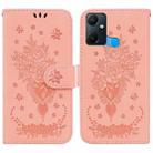 For Infinix Smart 6 Plus Butterfly Rose Embossed Leather Phone Case(Pink) - 1