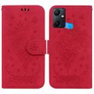 For Infinix Smart 6 Plus Butterfly Rose Embossed Leather Phone Case(Red) - 1