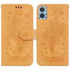 For Motorola Moto E22/E22i Butterfly Rose Embossed Leather Phone Case(Yellow) - 1