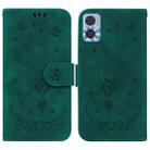 For Motorola Moto E22/E22i Butterfly Rose Embossed Leather Phone Case(Green) - 1