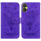 For Tecno Camon 19 Neo Butterfly Rose Embossed Leather Phone Case(Purple) - 1