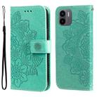 For Xiaomi Redmi A1 4G 7-petal Flowers Embossing Leather Phone Case(Green) - 1