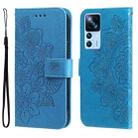 For Xiaomi 12T / 12T Pro / Redmi K50 Ultra 7-petal Flowers Embossing Leather Phone Case(Blue) - 1