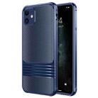 For iPhone 11 Carbon Fiber Texture Solid Color TPU Slim Case Soft Cover(Blue) - 1