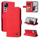 For Xiaomi 12T / 12T Pro / Redmi K50 Ultra Skin Feel Life Tree Metal Button Leather Phone Case(Red) - 1