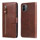 For Xiaomi Redmi A1 4G Calf Texture Zipper Leather Phone Case(Brown) - 1