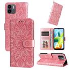 For Xiaomi Redmi A1 4G Embossed Sunflower Leather Phone Case(Pink) - 1