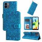 For Xiaomi Redmi A1 4G Embossed Sunflower Leather Phone Case(Blue) - 1
