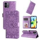 For Xiaomi Redmi A1 4G Embossed Sunflower Leather Phone Case(Purple) - 1