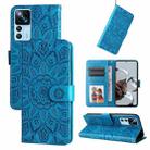 For Xiaomi 12T / 12T Pro / Redmi K50 Ultra Embossed Sunflower Leather Phone Case(Blue) - 1