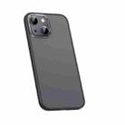 For iPhone 14 Metal Lens Skin Feel Frosted Phone Case(Bright Black) - 1