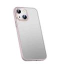 For iPhone 14 Metal Lens Skin Feel Frosted Phone Case(Pink) - 1