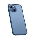 For iPhone 14 Metal Lens Skin Feel Frosted Phone Case(Dark Blue) - 1