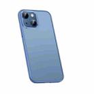 For iPhone 14 Metal Lens Skin Feel Frosted Phone Case(Sierra Blue) - 1