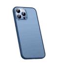 For iPhone 14 Pro Metal Lens Skin Feel Frosted Phone Case(Dark Blue) - 1