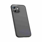 For iPhone 12 Metal Lens Skin Feel Frosted Phone Case(Bright Black) - 1