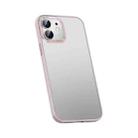 For iPhone 12 Metal Lens Skin Feel Frosted Phone Case(Pink) - 1