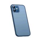 For iPhone 12 mini Metal Lens Skin Feel Frosted Phone Case(Dark Blue) - 1