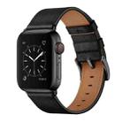 Classic Cowhide Genuine Leather Watch Band For Apple Watch Ultra 49mm&Watch Ultra 2 49mm / Series 9&8&7 45mm / SE 3&SE 2&6&SE&5&4 44mm / 3&2&1 42mm(Black) - 1