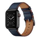 Classic Cowhide Genuine Leather Watch Band For Apple Watch Series 8&7 41mm / SE 2&6&SE&5&4 40mm / 3&2&1 38mm(Dark Blue) - 1