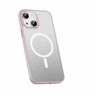 For iPhone 14 Metal Lens Skin Feel Frosted Magsafe Phone Case(Pink) - 1