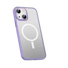 For iPhone 14 Metal Lens Skin Feel Frosted Magsafe Phone Case(Lavender Purple) - 1