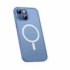 For iPhone 14 Metal Lens Skin Feel Frosted Magsafe Phone Case(Sierra Blue) - 1