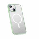 For iPhone 14 Plus Metal Lens Skin Feel Frosted Magsafe Phone Case(Green) - 1