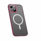 For iPhone 14 Plus Metal Lens Skin Feel Frosted Magsafe Phone Case(Red) - 1