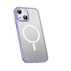 For iPhone 14 Plus Metal Lens Skin Feel Frosted Magsafe Phone Case(Lavender Purple) - 1