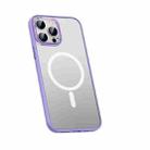 For iPhone 14 Pro Max Metal Lens Skin Feel Frosted Magsafe Phone Case(Lavender Purple) - 1