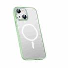 For iPhone 13 mini Metal Lens Skin Feel Frosted Magsafe Phone Case(Green) - 1