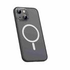 For iPhone 13 mini Metal Lens Skin Feel Frosted Magsafe Phone Case(Bright Black) - 1