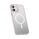 For iPhone 12 Metal Lens Skin Feel Frosted Magsafe Phone Case(Pink) - 1