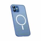 For iPhone 12 Metal Lens Skin Feel Frosted Magsafe Phone Case(Sierra Blue) - 1