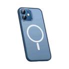 For iPhone 12 mini Metal Lens Skin Feel Frosted Magsafe Phone Case(Dark Blue) - 1