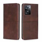 For OPPO A57s 4G / A57e 4G Cow Texture Magnetic Leather Phone Case(Dark Brown) - 1