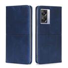 For OPPO K10 5G Global Cow Texture Magnetic Leather Phone Case(Blue) - 1