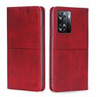 For OnePlus Nord N20 SE 4G Cow Texture Magnetic Leather Phone Case(Red) - 1