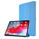 For iPad Pro 11(2020) TPU Silk Texture Three-fold Horizontal Flip Leather Tablet Case with Holder(Light Blue) - 1