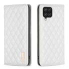 For Samsung Galaxy A12 Diamond Lattice Magnetic Leather Flip Phone Case(White) - 1