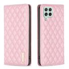 For Samsung Galaxy A22 4G Diamond Lattice Magnetic Leather Flip Phone Case(Pink) - 1