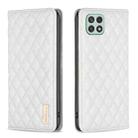 For Samsung Galaxy A22 5G Diamond Lattice Magnetic Leather Flip Phone Case(White) - 1