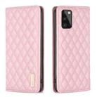 For Samsung Galaxy A41 Diamond Lattice Magnetic Leather Flip Phone Case(Pink) - 1